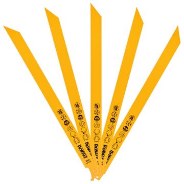 Set 5 panze fierastrau alternativ DeWalt DT2355, pentru taieri in lemn si metal, 305 mm