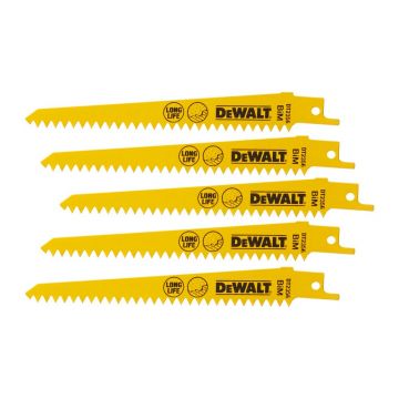 Set 5 panze fierastrau alternativ DeWalt DT2356, pentru taieri in lemn si metal, 152 mm