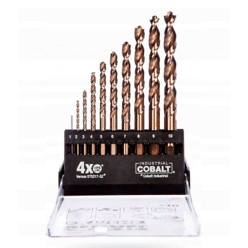 Set 10 burghie pentru metal DeWALT DT5935, tip HSS-E, cobalt, 1.0 - 10.0 mm, tija cilindrica, in caseta plastic
