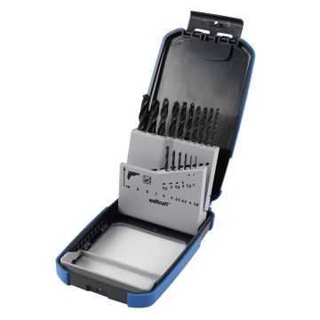Set 16 burghie pentru metal Wolfcraft 7103000, HSS-R, 1-10 mm, tija cilindrica, in cutie glisanta din plastic 2K