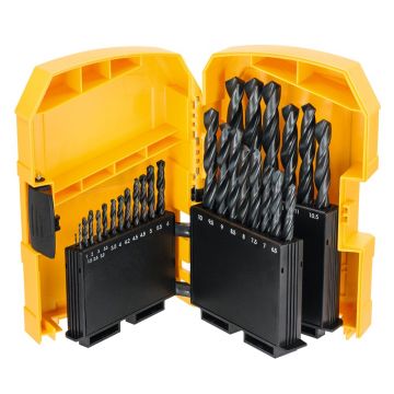 Set 29 burghie pentru metal DeWALT DT5930, tip HSS-R, 1.0 - 13.0 mm, tija cilindrica, in caseta plastic
