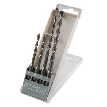 Set 4 burghie pentru beton SDS Plus Wolfcraft 8456000, dimensiuni 5-8x110 mm