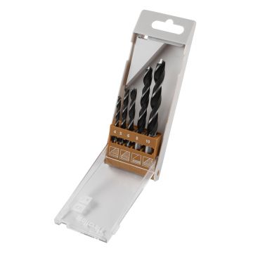 Set 5 burghie pentru lemn Wolfcraft 8458000, 4-10 mm in cutie plastic