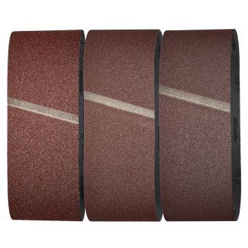 Set 9 benzi de slefuit Wolfcraft 1899100, pentru lemn si metale, Gr. A40, A80, A120, 65x410 mm