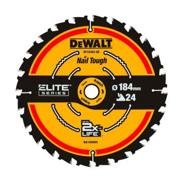 Disc Dewalt DT10401 pentru fierastrau circular, D 184x20 mm, 24 dinti, pentru taiere universala in lemn, seria Elite
