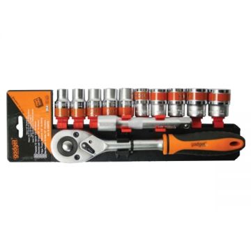 Gadget  330578 - Set capete chei tubulare 10-24  mm patrat 1/2 inch 12 bucati