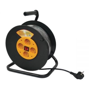 Makalon  700708 - Derulator cablu electric 50 m 4 prize cu maner