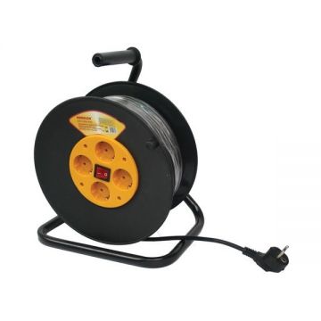 Makalon  700713 - Derulator cablu electric 25 m 4 prize cu maner
