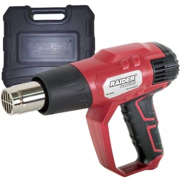 Raider  RD-HG23 - Suflanta cu aer cald 2000 W 600 grade C 500 l/min display digital valiza plastic accesorii