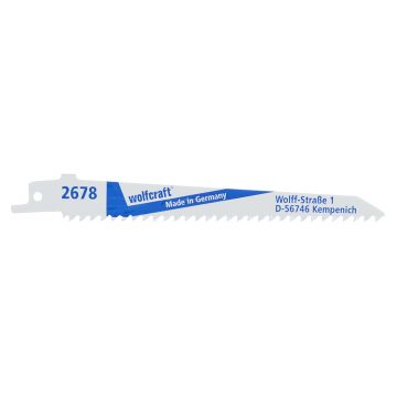 Set 2 panze fierastrau sabie Wolfcraft 2678000, pentru lemn de esenta tare, lemn cu cuie, materiale plastice, 150 mm