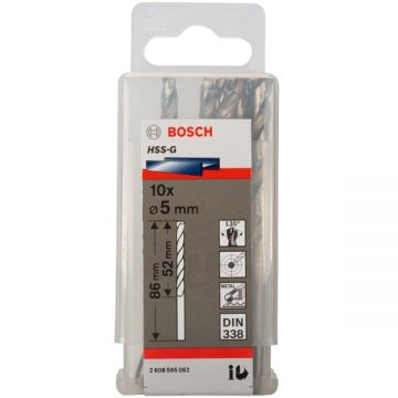 Bosch  2608595062 - Set burghie metal HSS-G 5  mm tija cilindrica 10  bucati
