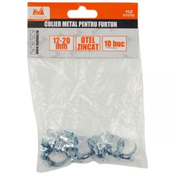 Evotools  675705 - Colier din otel zincat 12  mm 20  mm 10 bucati