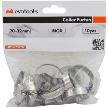 Evotools  675732 - Colier din inox 20  mm 32  mm 10 bucati