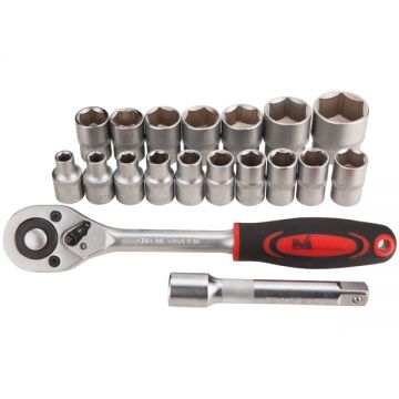 Evotools  676280 - Set capete chei tubulare 8-32  mm patrat 1/2 inch 19 bucati