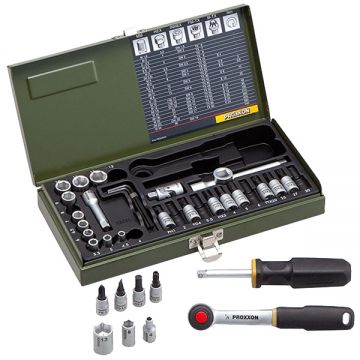 Proxxon  23080 - Set capete chei tubulare 4-13  mm patrat 1/4 inch 36 bucati