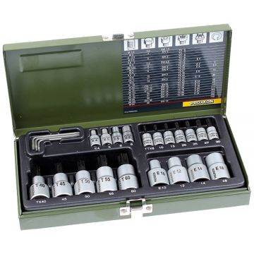 Proxxon  23102 - Set capete chei tubulare 4-60  mm patrat 1/4 si 1/2 inch 24 bucati