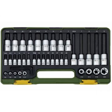 Proxxon  23290 - Set capete chei tubulare -  mm patrat 1/4 si 1/2 inch 42 bucati