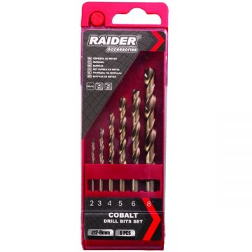 Raider  157112 - Set burghie metal HSS-CO 2-8  mm tija cilindrica 6  bucati