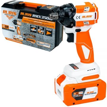 Ruris  RMX3500 - Masina de insurubat cu impact cu 1 acumulator Li-Ion 20 V 4 Ah patrat 1/2 inch 350 Nm M8-M18 valiza plastic