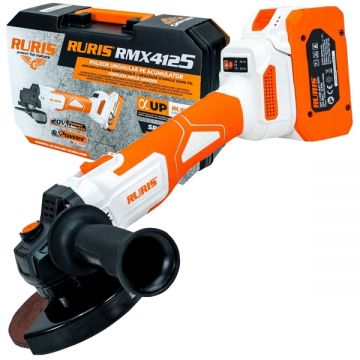 Ruris  RMX4125 - Polizor unghiular cu 1 acumulator Li-Ion 20 V 4 Ah 125 mm valiza plastic