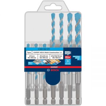 Bosch  EXPERT HEX-9 Multi Construction - Set burghie universale 5-10  mm tija hexagonala 7 bucati