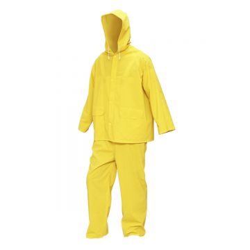 Costum impermeabil M cu gluga si salopeta din poliester si PVC, galben, Cod: BK77432, Breckner Germany