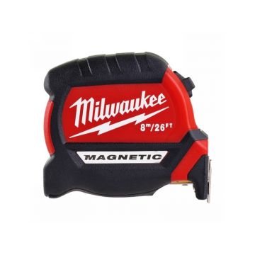 MILWAUKEE Bandă de măsurat 8 m/26 ft x 27 mm magnetică, premium