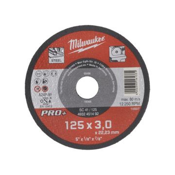 MILWAUKEE Disc de tăiat pentru metal 125 x 3,0 x 22,2 mm drept SC41 PRO+