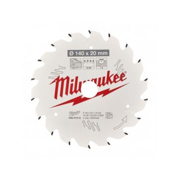 MILWAUKEE Lamă de ferăstrău pentru lemn 140 x 20 x 1,6 mm / 18T ATB