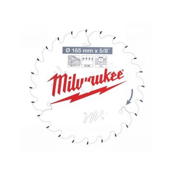 MILWAUKEE Lamă de ferăstrău pentru lemn 165 x 15,87 x 1,6 mm / 24T