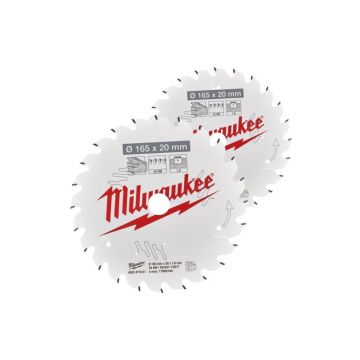 MILWAUKEE Lamă de ferăstrău pentru lemn 165 x 20 x 1,6 mm /40T ATB (2 bucăți)