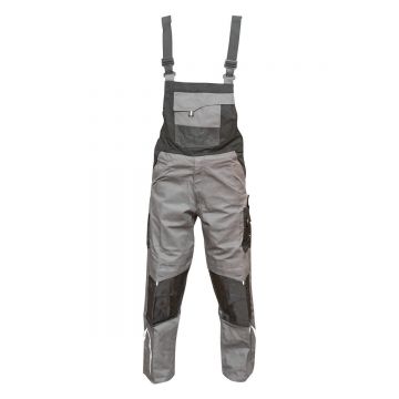 Pantaloni de lucru cu pieptar, salopeta din poliester cu bumbac, gri cu negru, L, Cod: BK77236, Brand: BRECKNER GERMANY