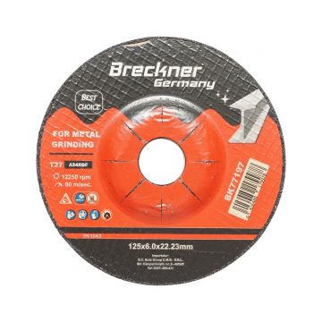 Panza disc, flex, pentru taiat si polizat metal, T27, 125x6.0x22mm, Cod: BK77197 Echivalență: DISGX16, Breckner Germany