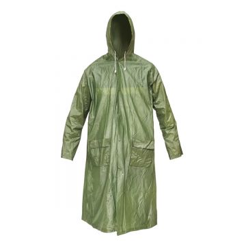 Pelerina cu gluga impermeabila XXL din PVC, 2 buzunare, inchidere cu capse, verde inchis,Cod: BK77429, Breckner Germany
