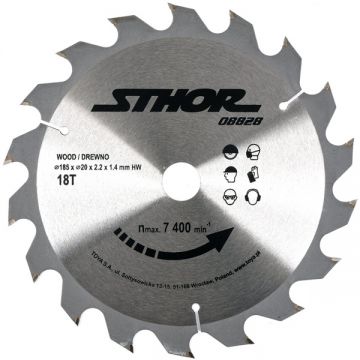 Sthor  08828 - Panza fierastrau circular lemn 185x20x2.2 mm 18 dinti
