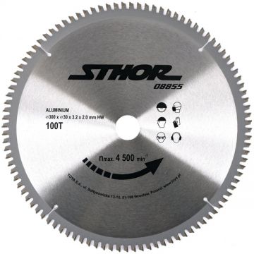 Sthor  08855 - Panza fierastrau circular aluminiu 300x30x3.2 mm 100 dinti