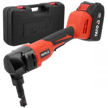 Yato  YT-82398 - Masina de taiat tabla cu 1 acumulator Li-Ion 18 V 4 Ah 1.6 mm valiza plastic