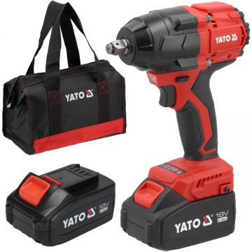 Yato  YT-8277935 - Masina de insurubat cu impact cu 2 acumulatori Li-Ion 18 V 4 Ah patrat 1/2 inch 850 Nm - geanta textila