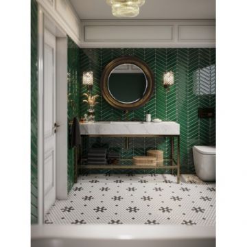 Mozaic Royal Chevron Vert - Dunin, 31,8x22,4 cm