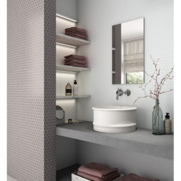 Mozaic Vidrepur Nordic Hexagonal 35x35mm, pe plasa - Dimensiune 35 mm