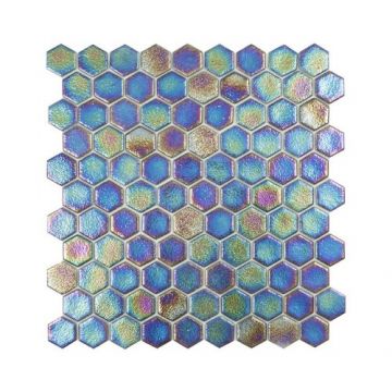 Mozaic Vidrepur Shell Hex pe plasa, 35x35mm, lucios - Culoare SHELL DEEP HEX