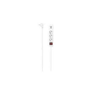 Power Strip 3-Way USB-A 17 W Switch 1.4 m White