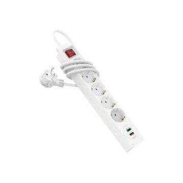 Power Strip 5-Way  17 W 2-Way USB-C Adapter Switch 1.4 m White