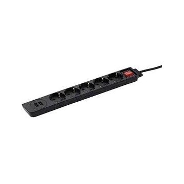 Power Strip 5-Way USB-A 17 W Switch 1.4 m Black