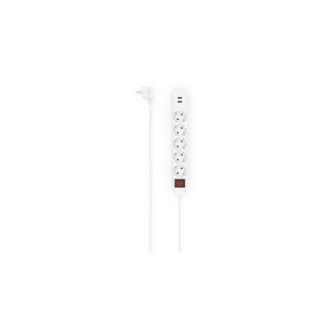 Power Strip 5-Way USB-A 17 W Switch 1.4 m White