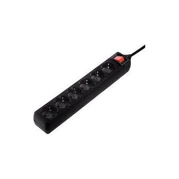 Power Strip 6-Way With Switch 3 m Black