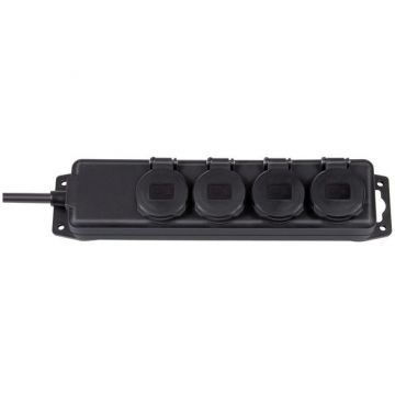 Prelungitor 151766 IP44 4 prize 2m negru