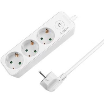 Prelungitor 3x Schuko 230V/16A 50Hz Maxim 3600W Buton Intrerupator Iluminat IP20 Cablu 1.5M Alb