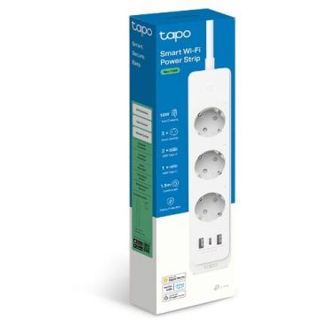Prelungitor Inteligent Tapo P300 3x Schuko 2x USB 1x USB Type-C  BT / Wi-Fi Cablu 1.5M 10A Alb
