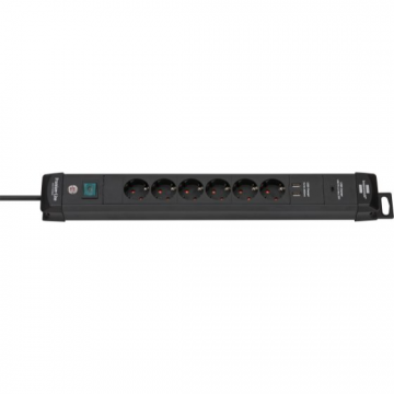 Prelungitor Premium-Line Multi Socket 6 Prize 2x USB 3M Negru